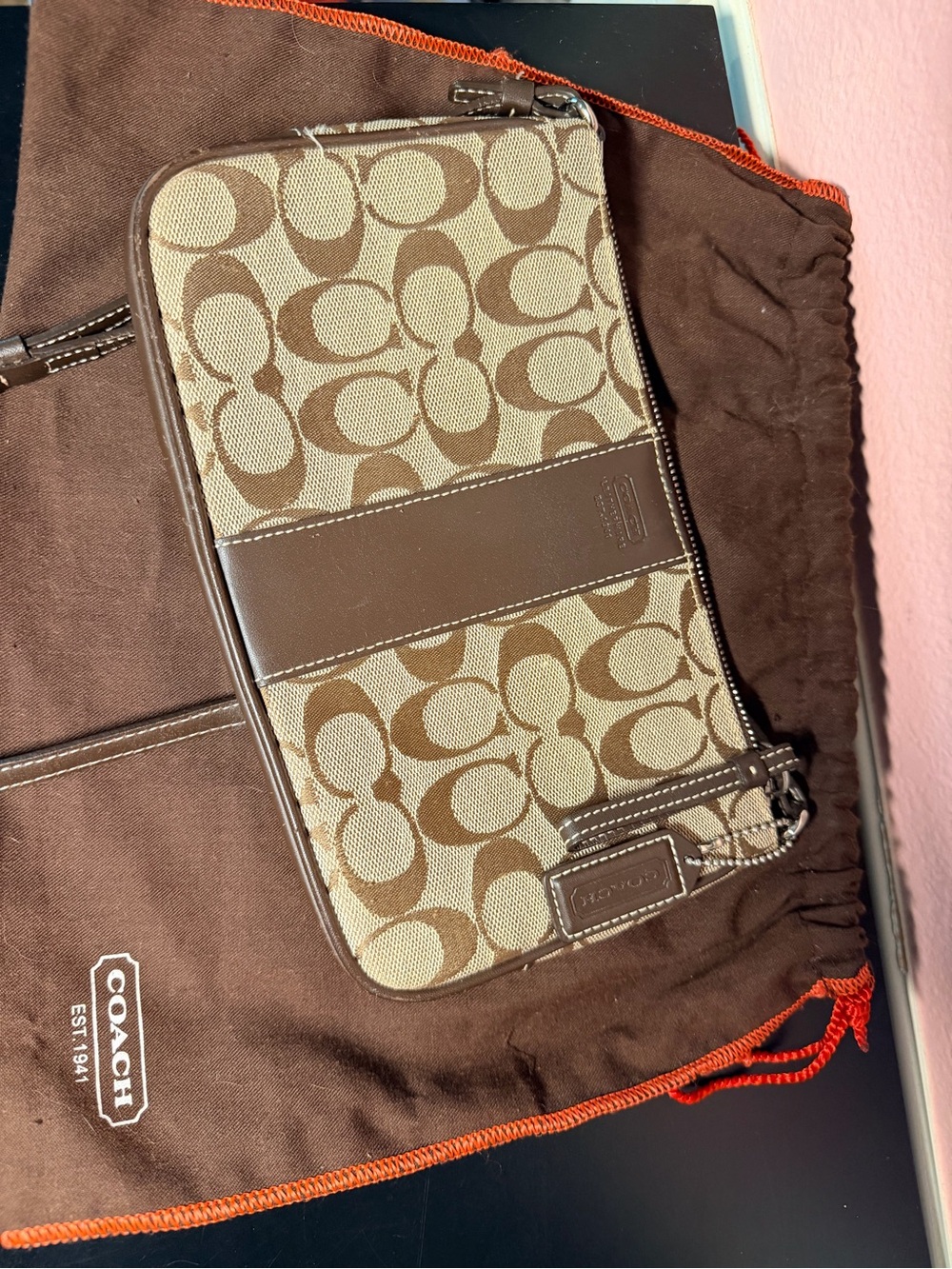 Vintage Coach Slim Demi Brown Signature Crossbody Bag